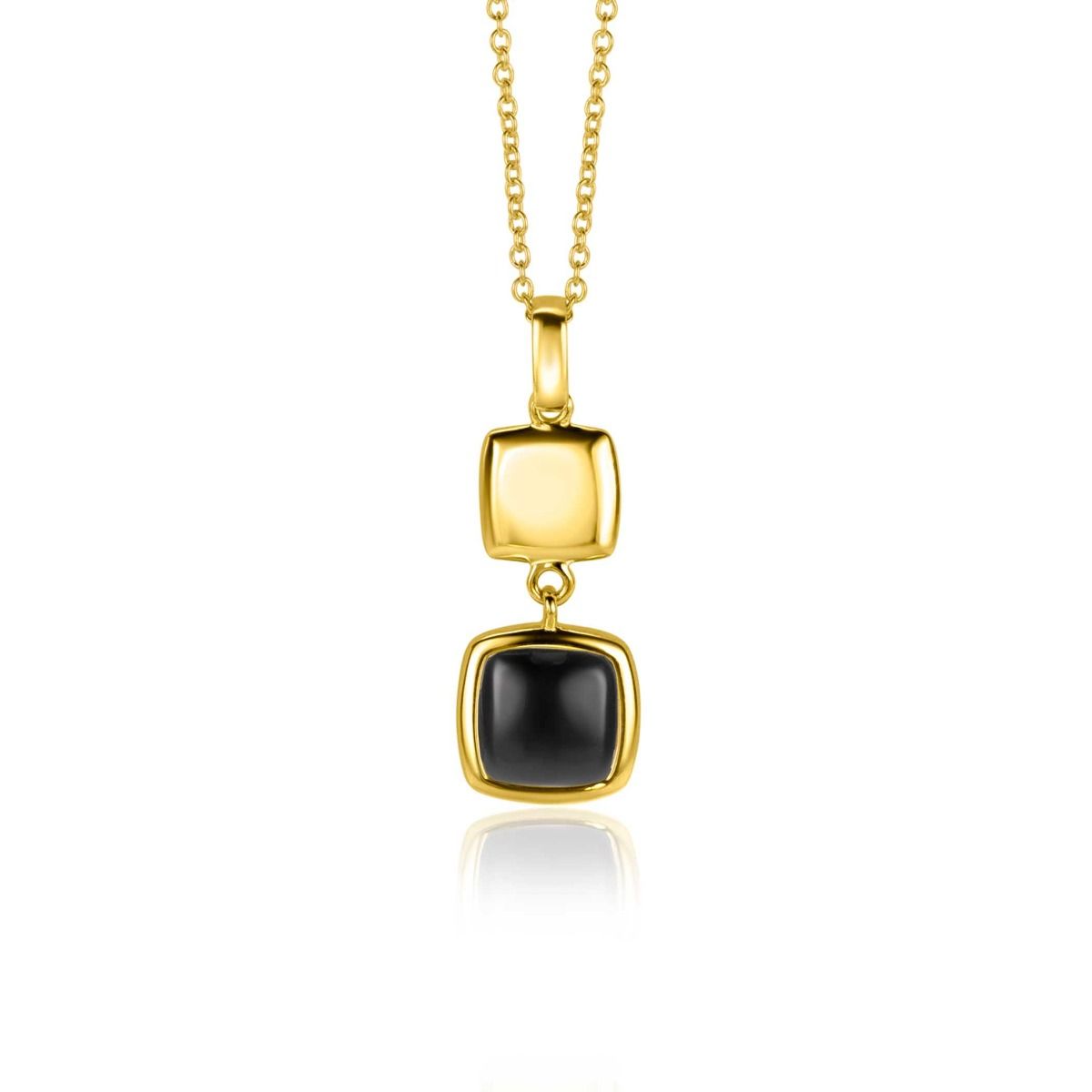 ZINZI Verguld Zilveren Hanger met Zwarte Onyx - ZIH2257G
