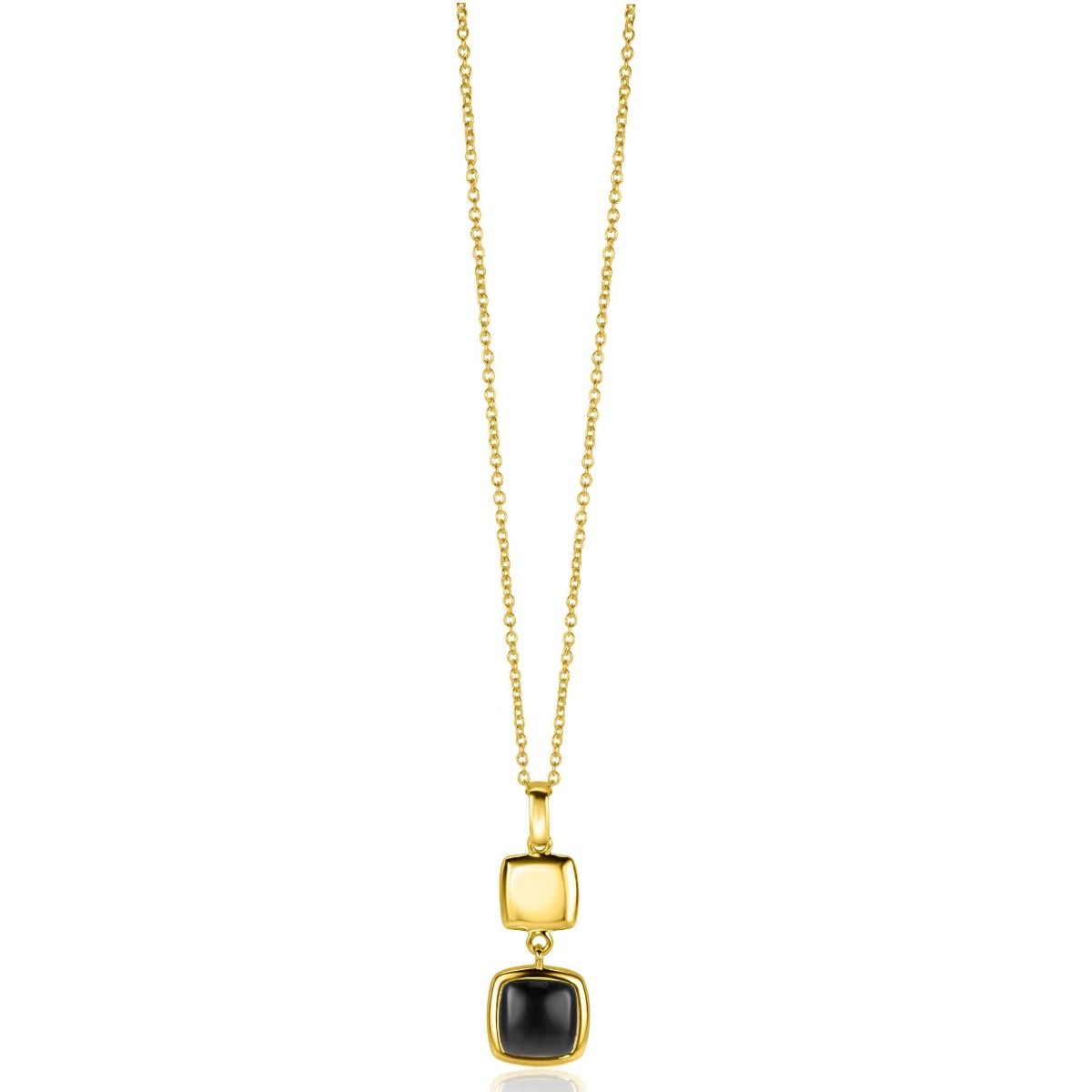 ZINZI Verguld Zilveren Hanger met Zwarte Onyx - ZIH2257G