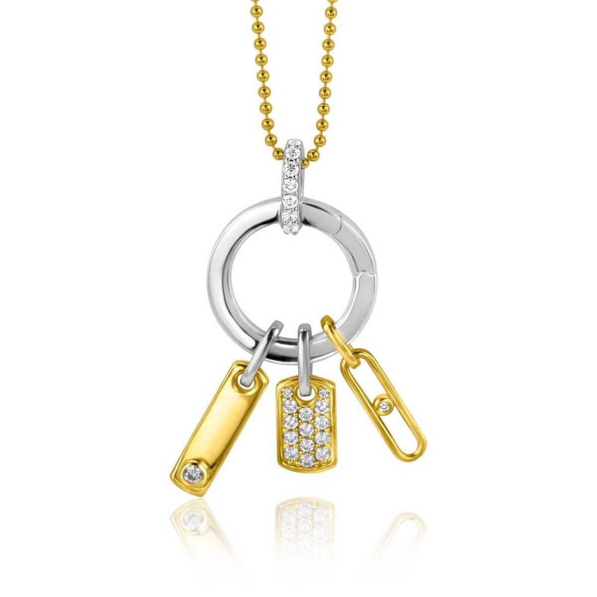 ZINZI Verguld Zilveren Hanger met Witte Zirkonia - ZIH2298