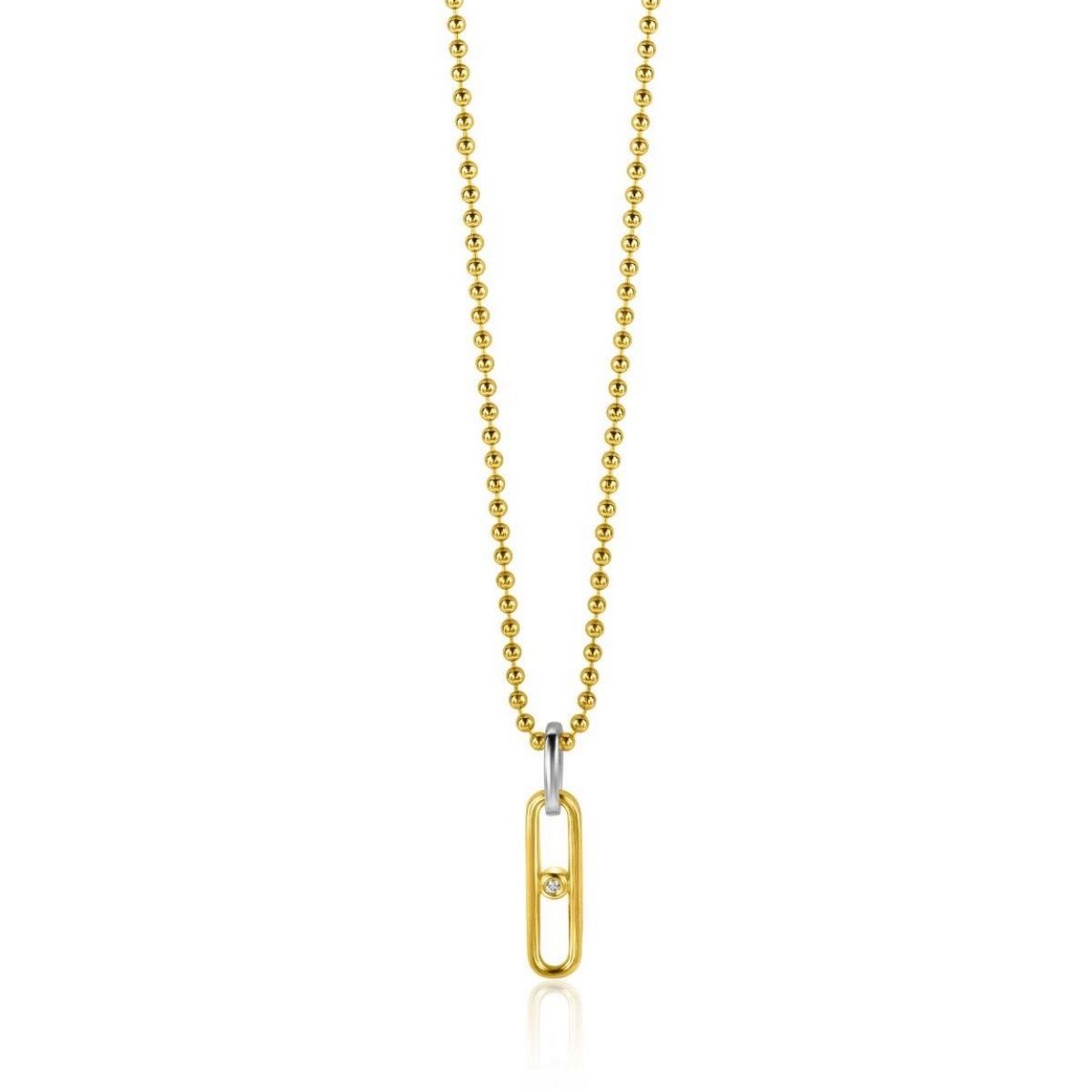 ZINZI Verguld Zilveren Hanger met Witte Zirkonia - ZIH2300