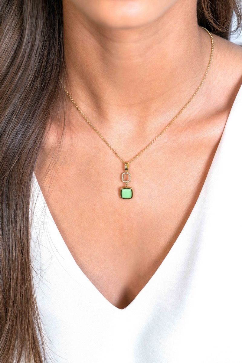 ZINZI Verguld Zilveren Hanger met Groene Zirkonia - ZIH2308