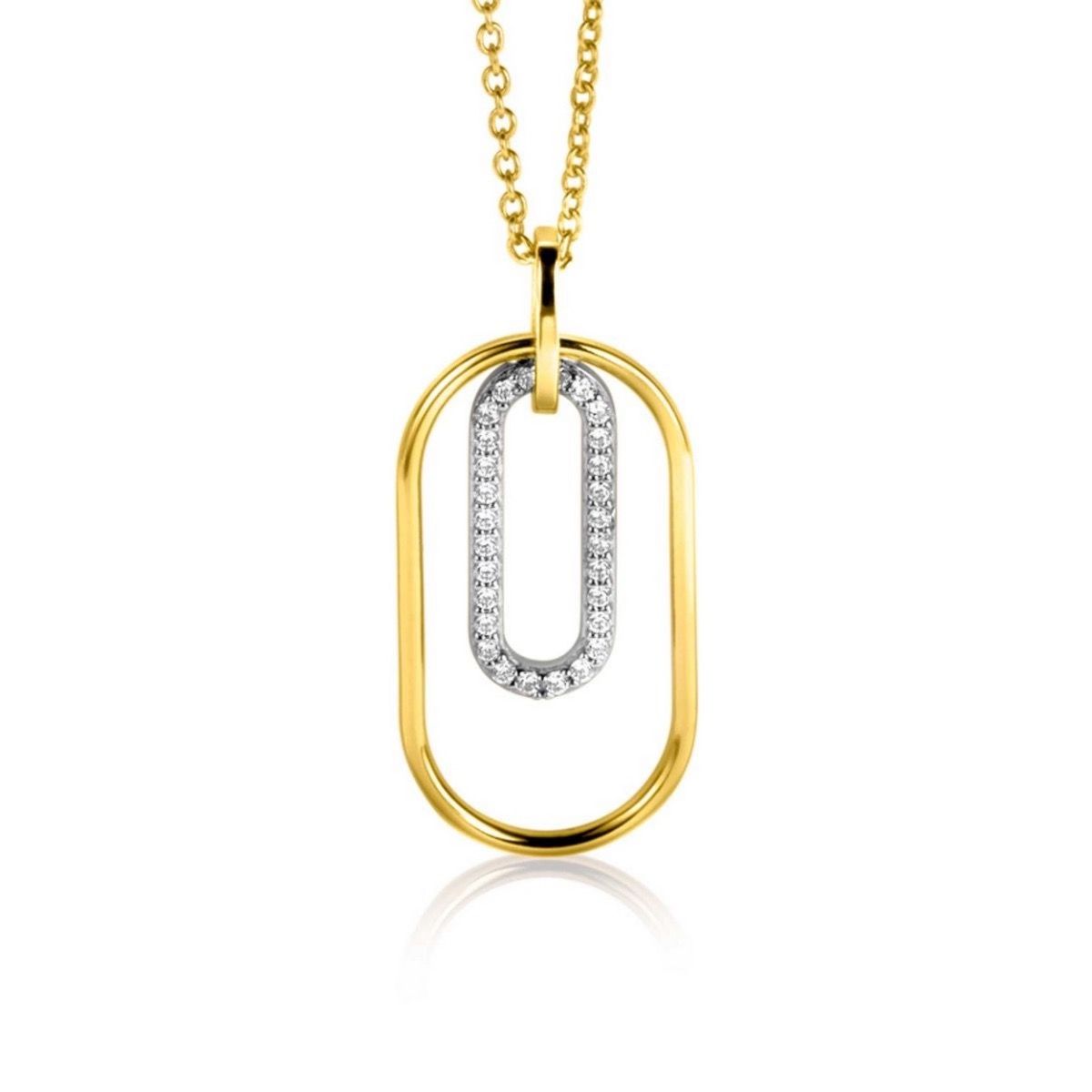 ZINZI Verguld Zilveren Hanger met Witte Zirkonia - ZIH2329