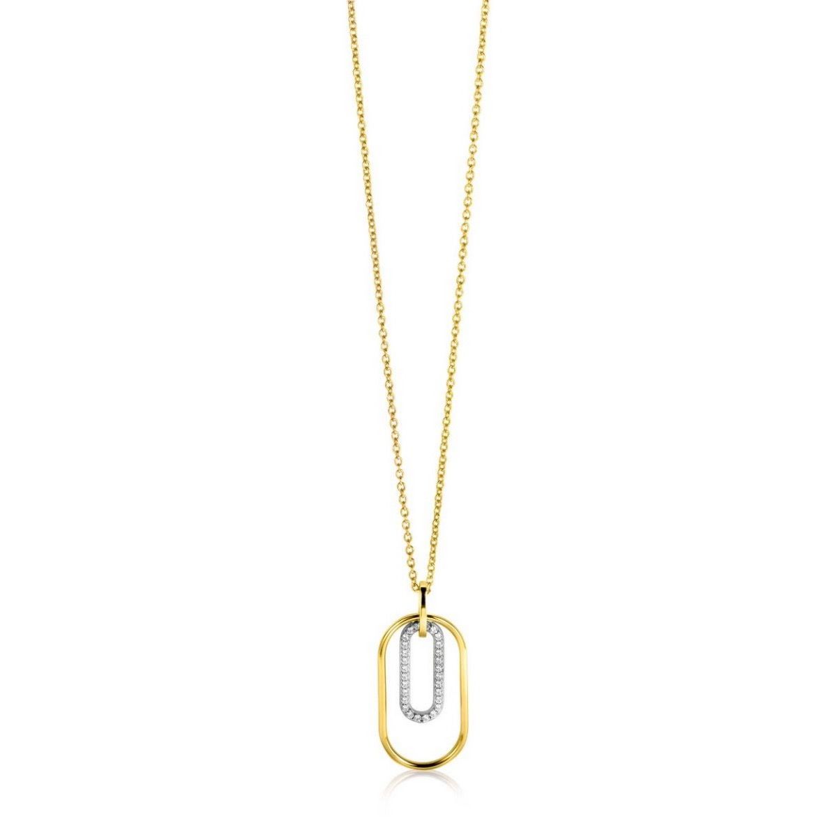 ZINZI Verguld Zilveren Hanger met Witte Zirkonia - ZIH2329