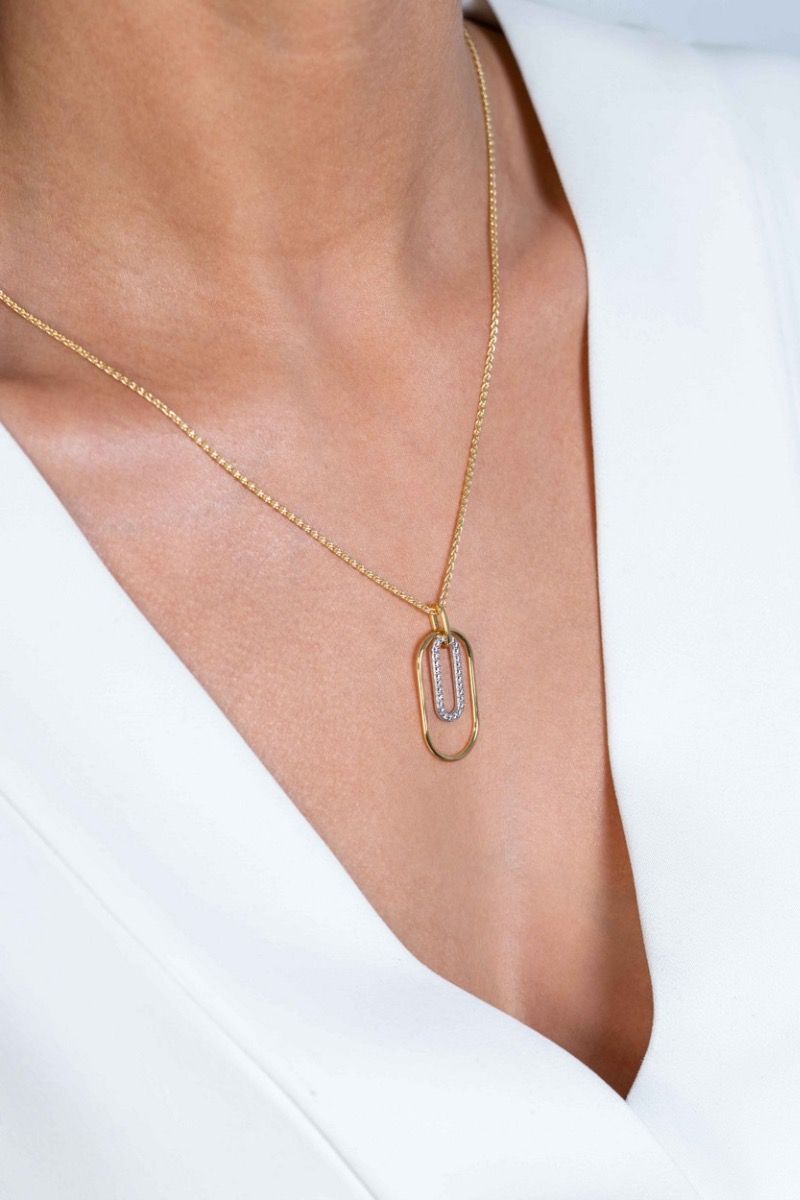 ZINZI Verguld Zilveren Hanger met Witte Zirkonia - ZIH2329