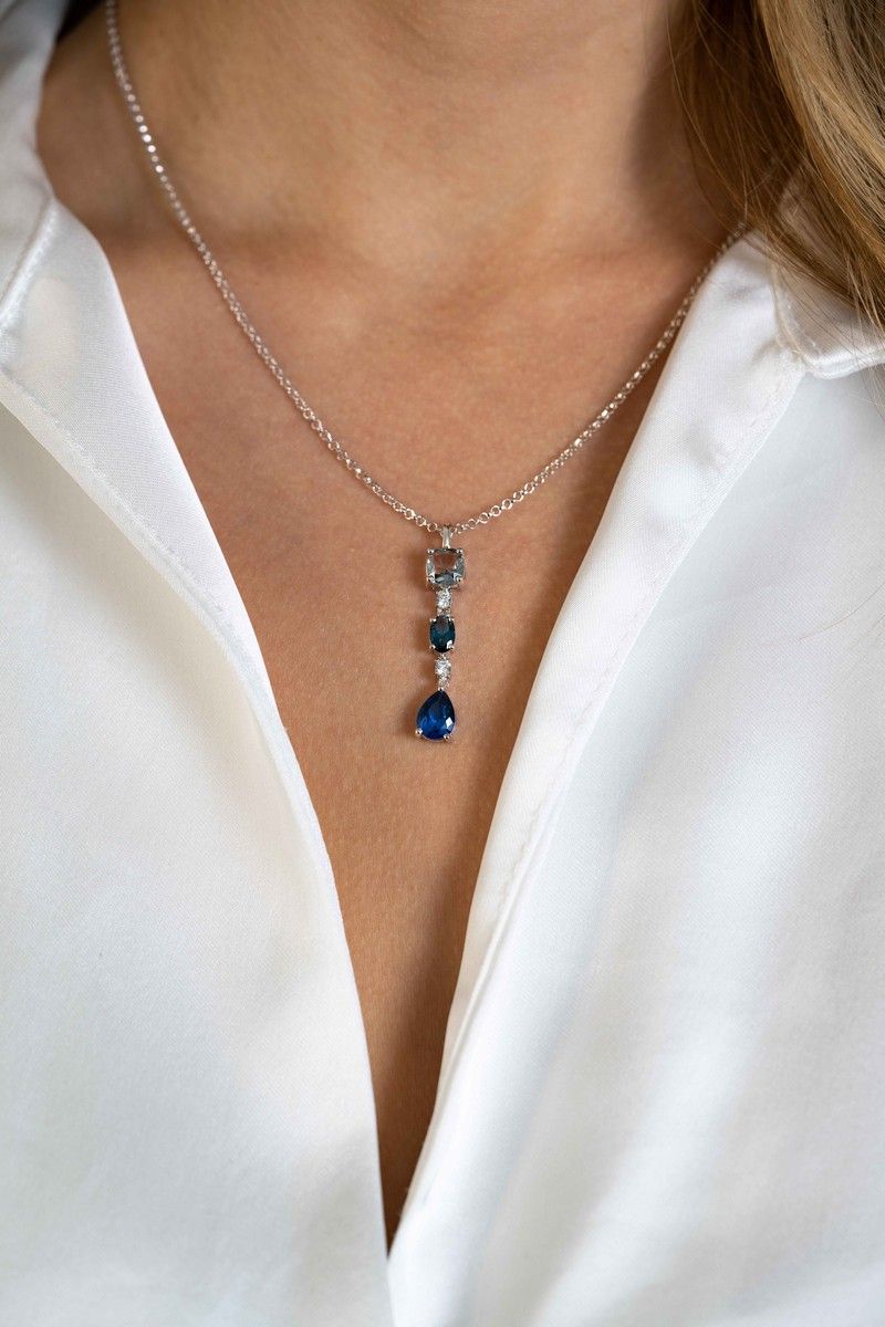 ZINZI Zilveren Hanger met Blauwe Kleursteen - ZIH2397