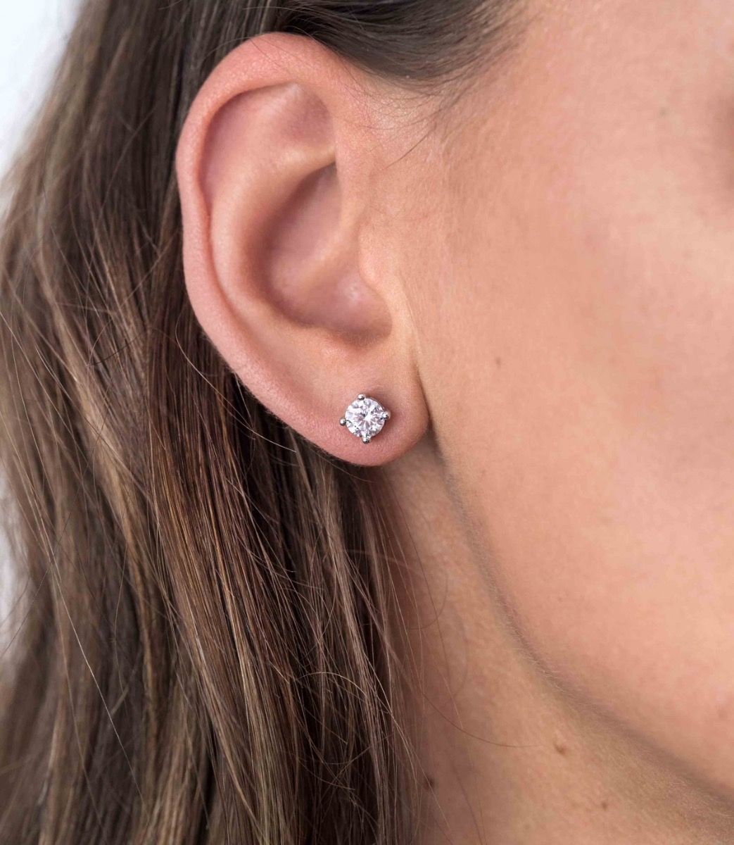 ZINZI Zilveren Oorknoppen met Witte Zirkonia oorbellen - ZIO1383