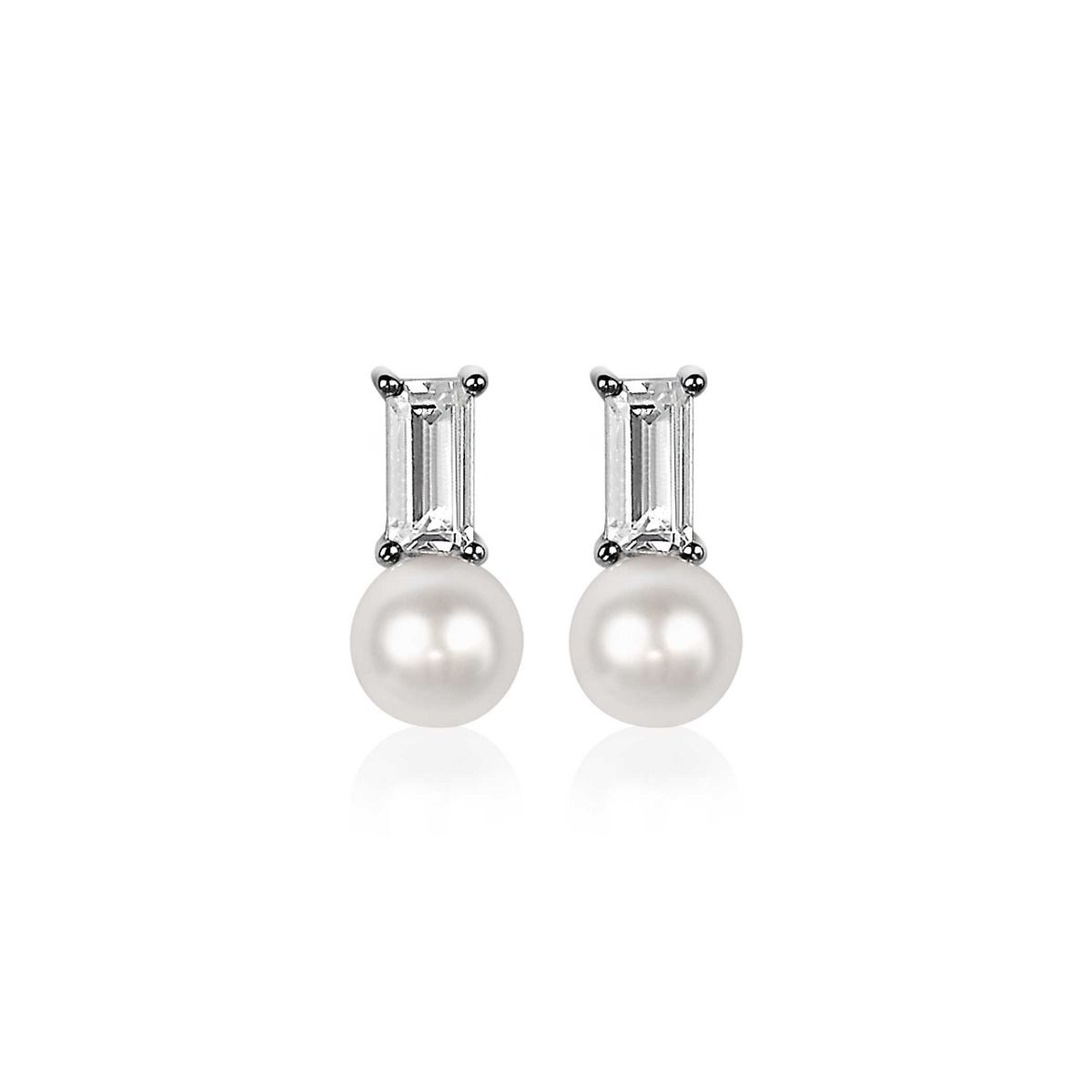 ZINZI Zilveren Oorknoppen met Witte Zirkonia - ZIO2135