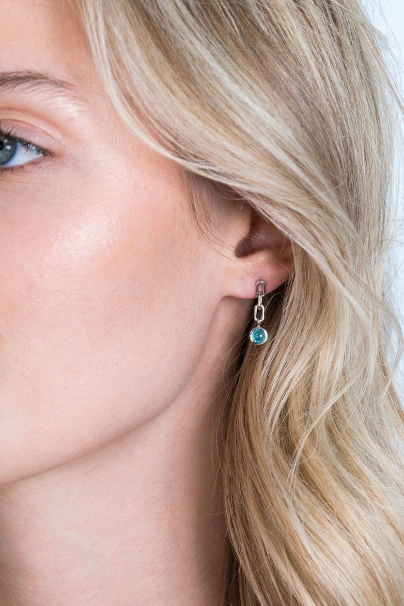 ZINZI Zilveren Oorknoppen met Blauwe Synthetische Steen oorhangers - ZIO2173