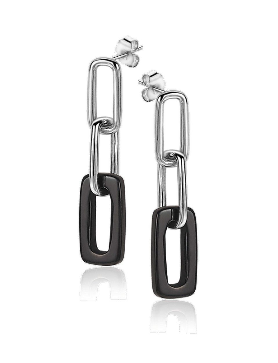 ZINZI Zilveren Oorbellen met Zwarte Onyx - ZIO2208