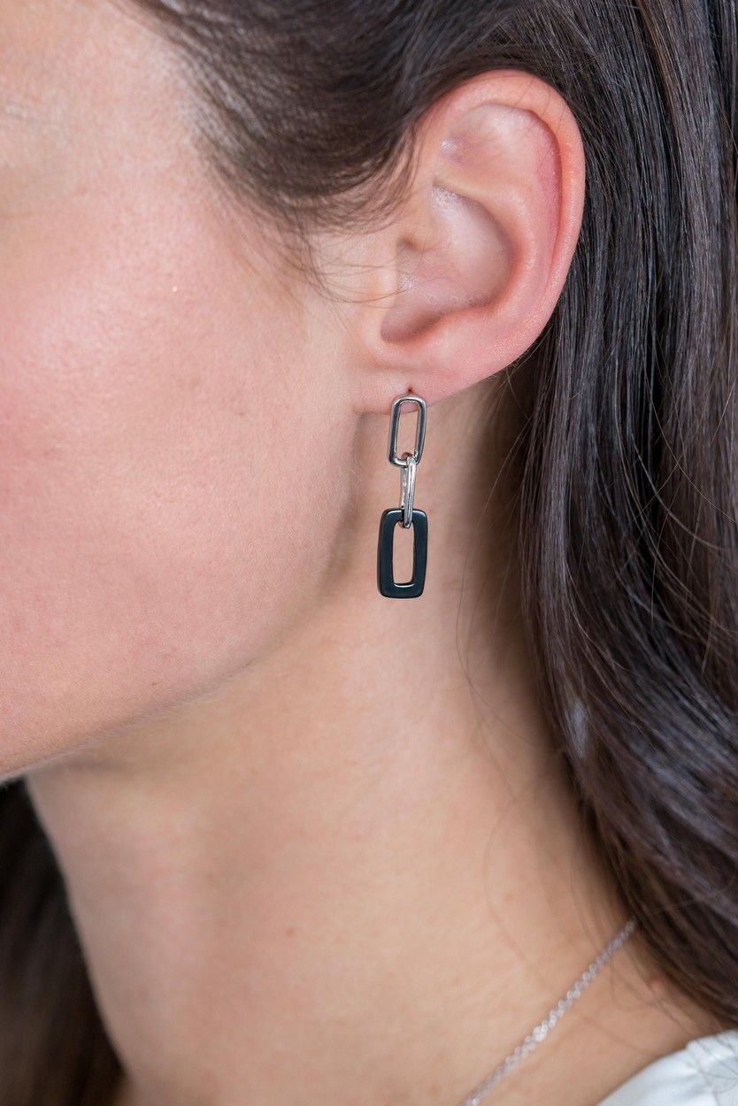 ZINZI Zilveren Oorbellen met Zwarte Onyx - ZIO2208