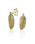 Zinzi zilveren oorknoppen 14K geel verguld veertje 10mm ZIO2212G, exclusief en kwalitatief hoogwaardig. Ontdek nu!