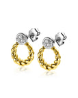 Zinzi bicolor zilveren oorknoppen 12mm rond kabel-design en witte zirkonia's ZIO2390Y, exclusief en kwalitatief hoogwaardig. Ontdek nu!