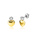 Zinzi zilveren bicolor oorknoppen met een glanzend goudkleurig hart en witte zirkonia ZIO2436, exclusief en kwalitatief hoogwaardig. Ontdek nu!