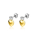 Zinzi zilveren bicolor oorknoppen met een glanzend goudkleurig hart en witte zirkonia ZIO2436, exclusief en kwalitatief hoogwaardig. Ontdek nu!