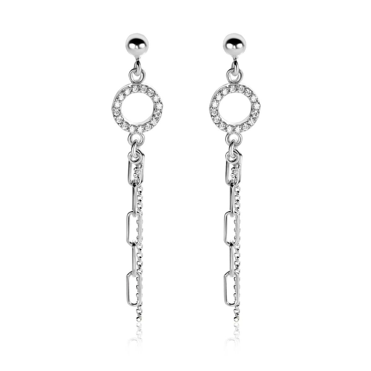 ZINZI Zilveren Oorknoppen met Witte Zirkonia oorhangers - ZIO2464