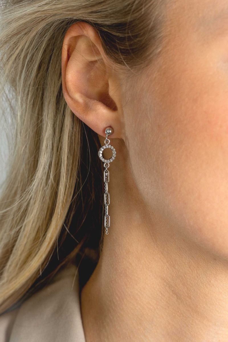 ZINZI Zilveren Oorknoppen met Witte Zirkonia oorhangers - ZIO2464