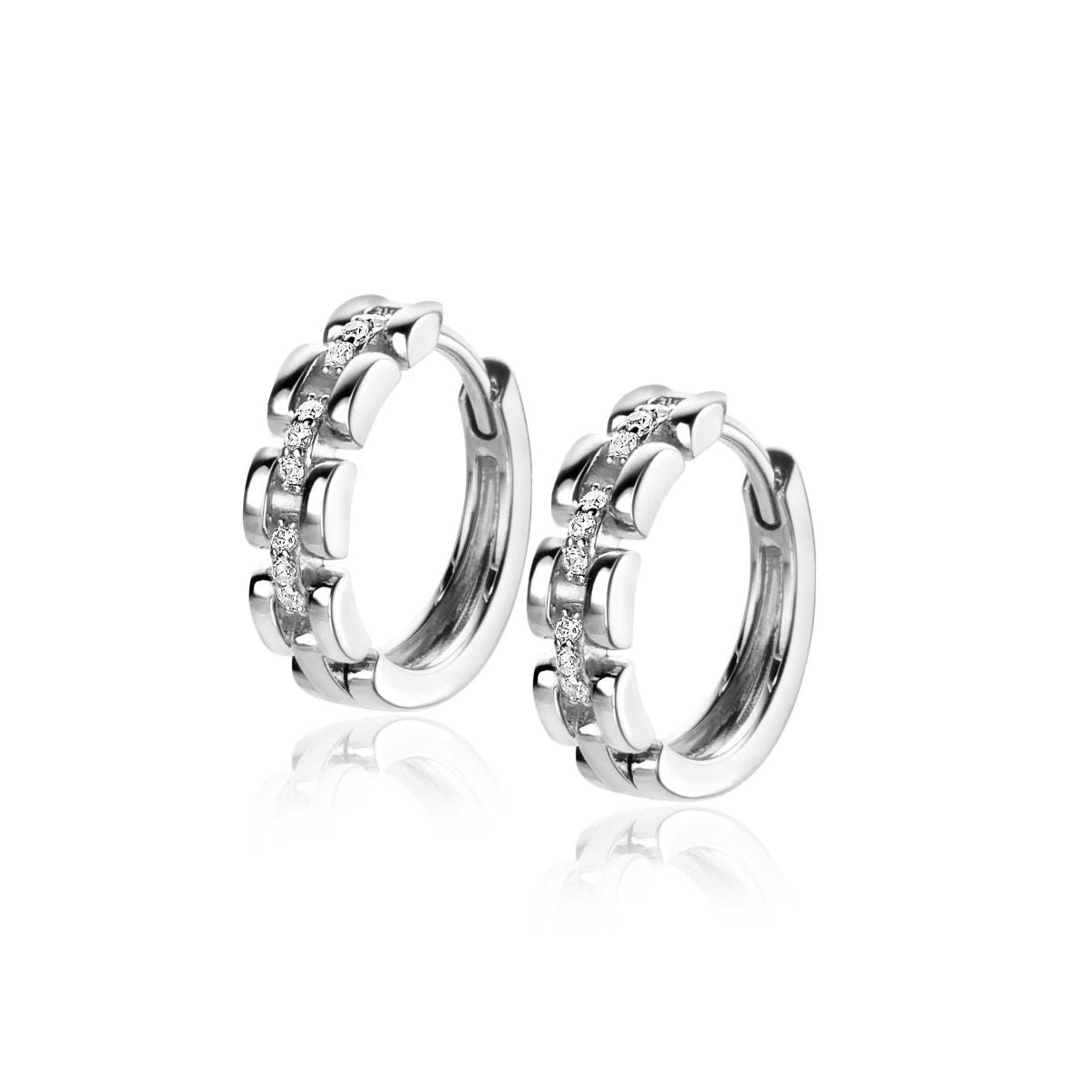 ZINZI Zilveren Oorbellen met Witte Zirkonia - ZIO2504