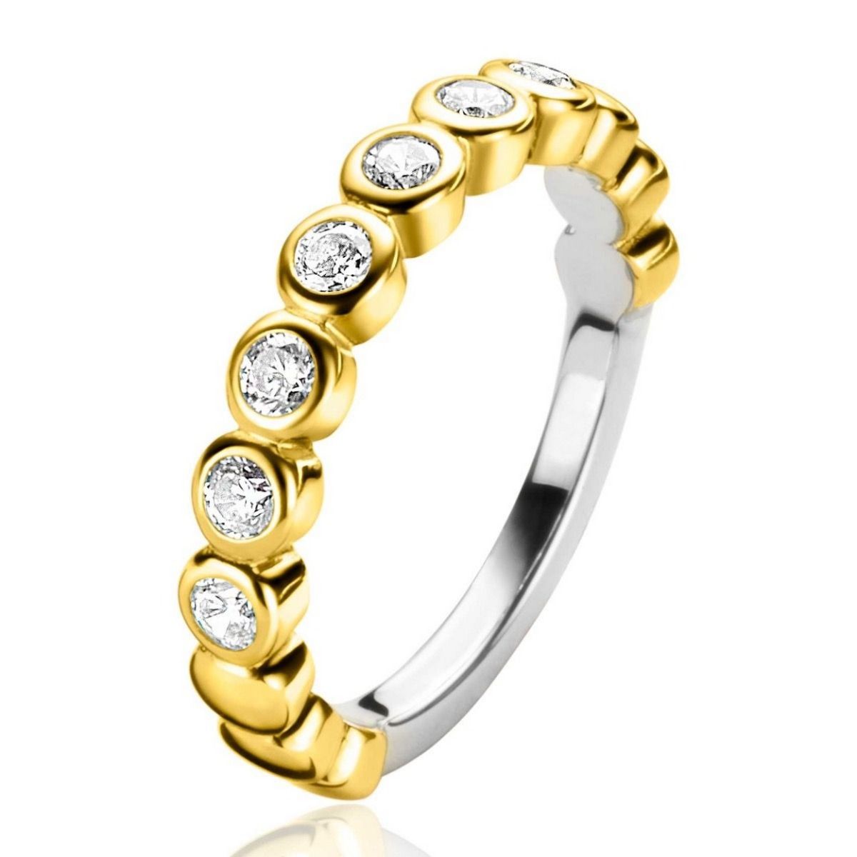 ZINZI Verguld Zilveren Ring met Witte Zirkonia - ZIR1311Y