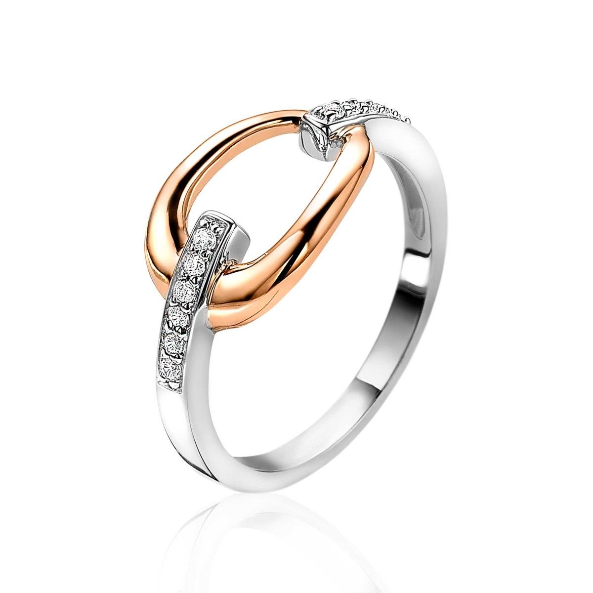 ZINZI Verguld Zilveren Ring met Witte Zirkonia - ZIR1709