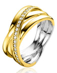Zinzi gold plated zilveren brede cross-over ring glad wit ZIR1790Y, exclusief en kwalitatief hoogwaardig. Ontdek nu!