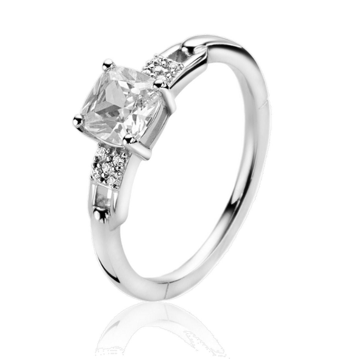 Zinzi zilveren ring met vierkante witte zirkonia en fantasie pave zettingen ZIR2268, exclusief en kwalitatief hoogwaardig. Ontdek nu!