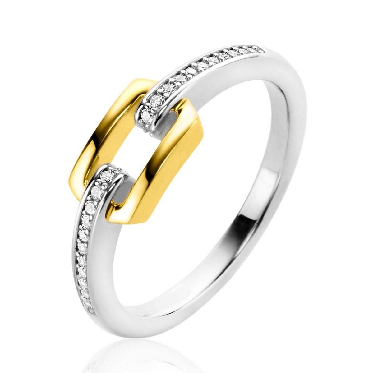 ZINZI Verguld Zilveren Ring met Witte Zirkonia - ZIR2297