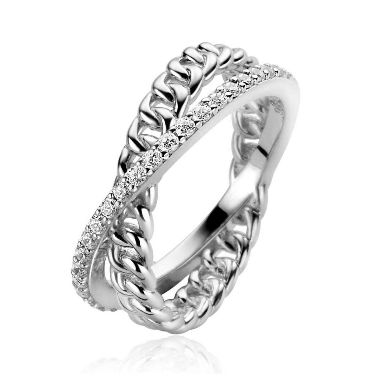 ZINZI Zilveren Ring met Witte Zirkonia - ZIR2326