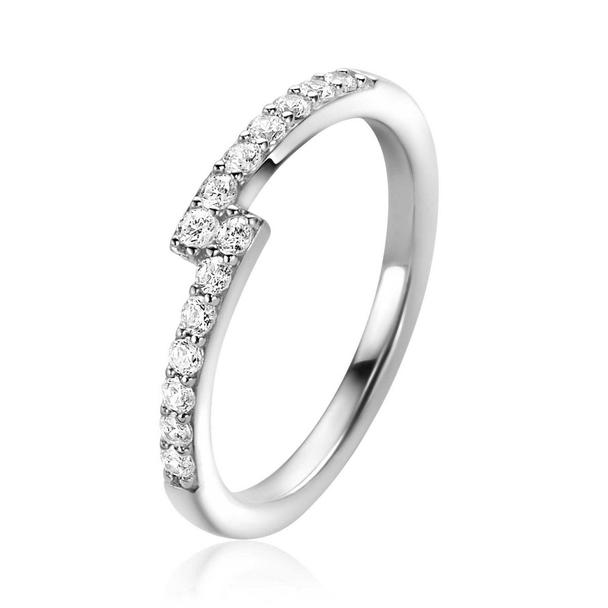 ZINZI Zilveren Ring met Witte Zirkonia - ZIR2327