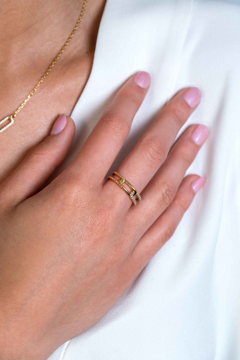 ZINZI Verguld Zilveren Ring met Witte Zirkonia - ZIR2330Y