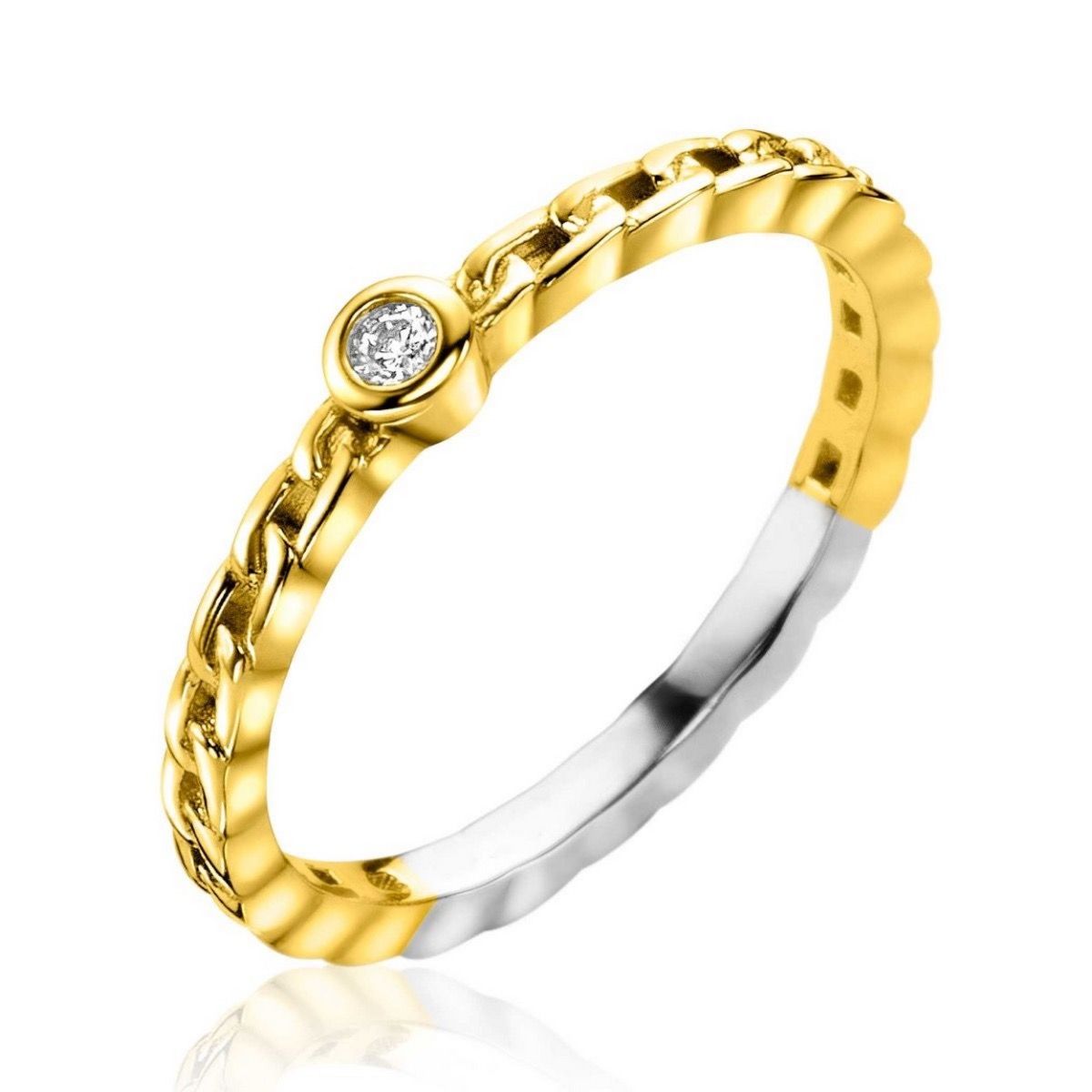 ZINZI Verguld Zilveren Ring met Witte Zirkonia - ZIR2376