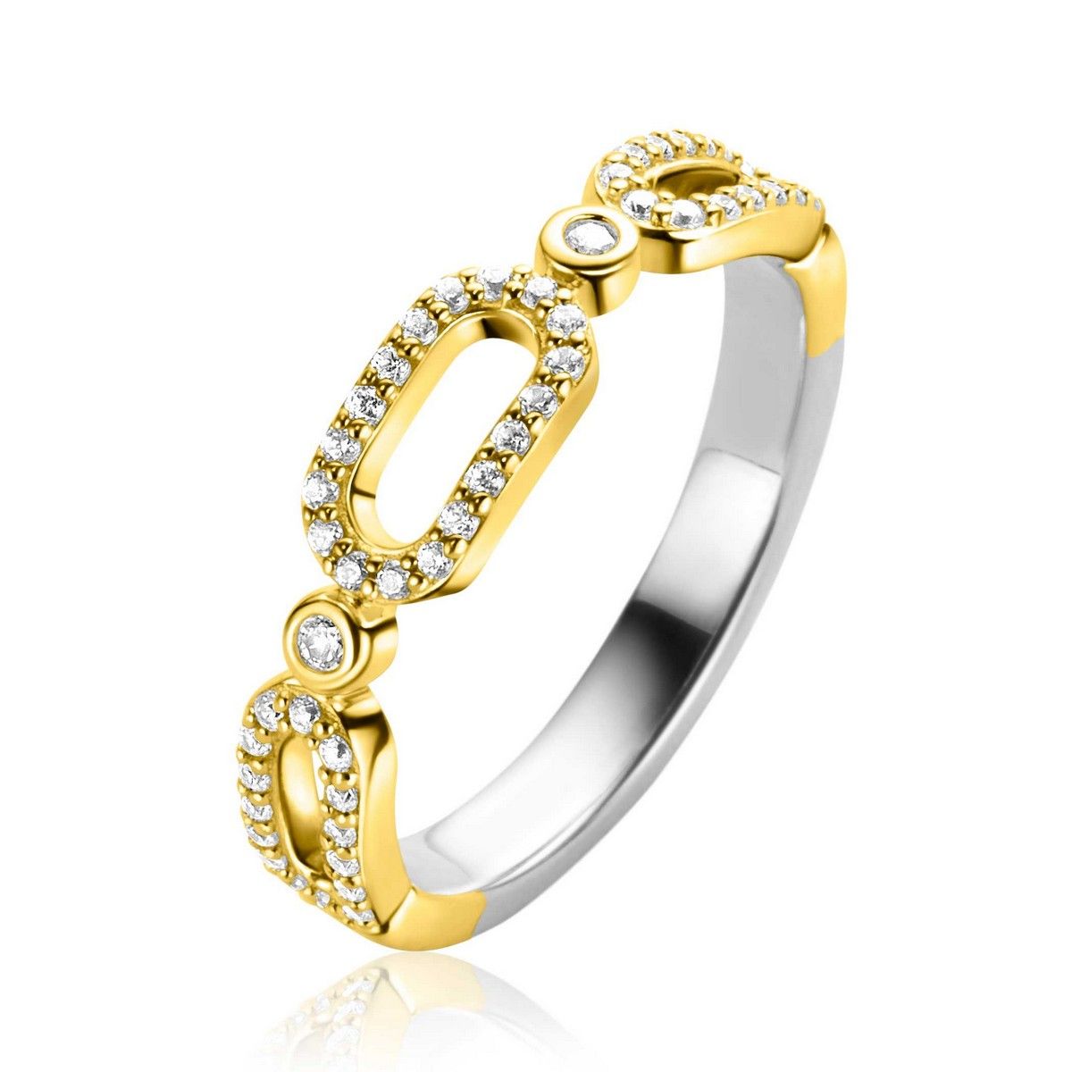 ZINZI Verguld Zilveren Ring met Witte Zirkonia - ZIR2398Y