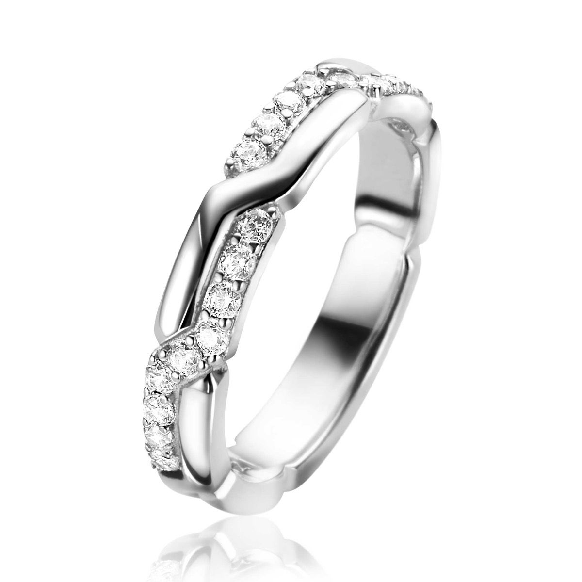 ZINZI Zilveren Ring met Witte Zirkonia - ZIR2399