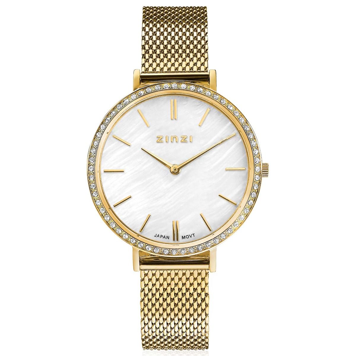 ZINZI Horloge met Witte Zirkonia 34mm - ZIW1334