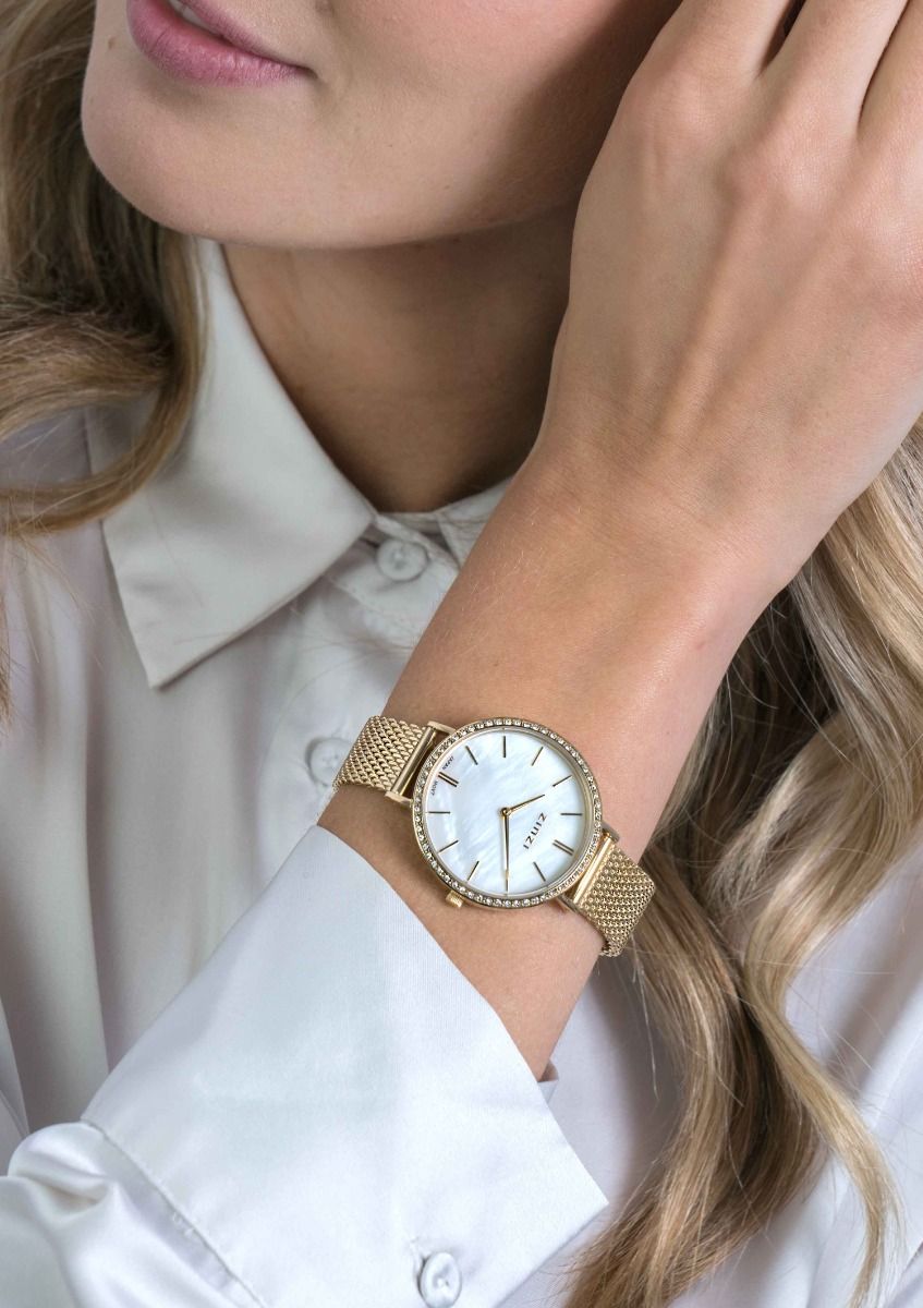ZINZI Horloge met Witte Zirkonia 34mm - ZIW1334