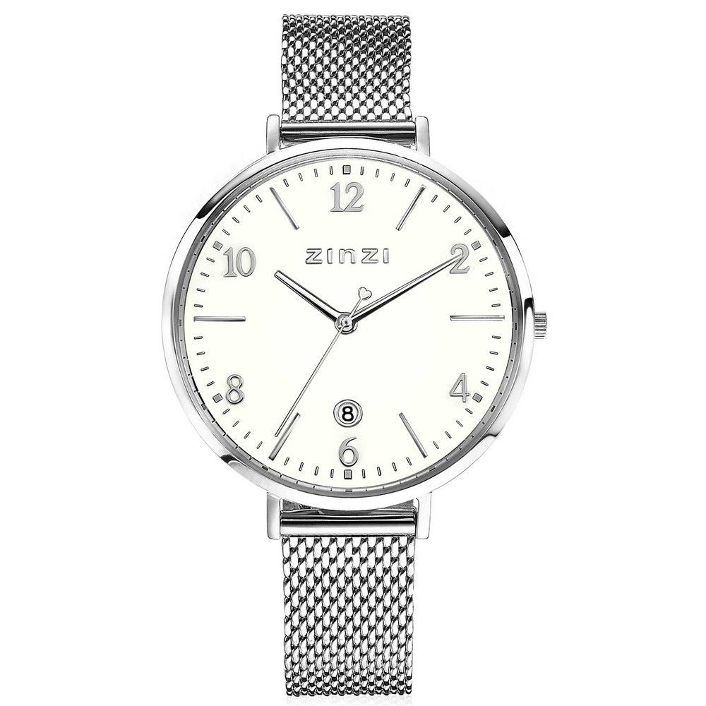 ZINZI Stalen Horloge 38mm zilverkleurig - ZIW1406