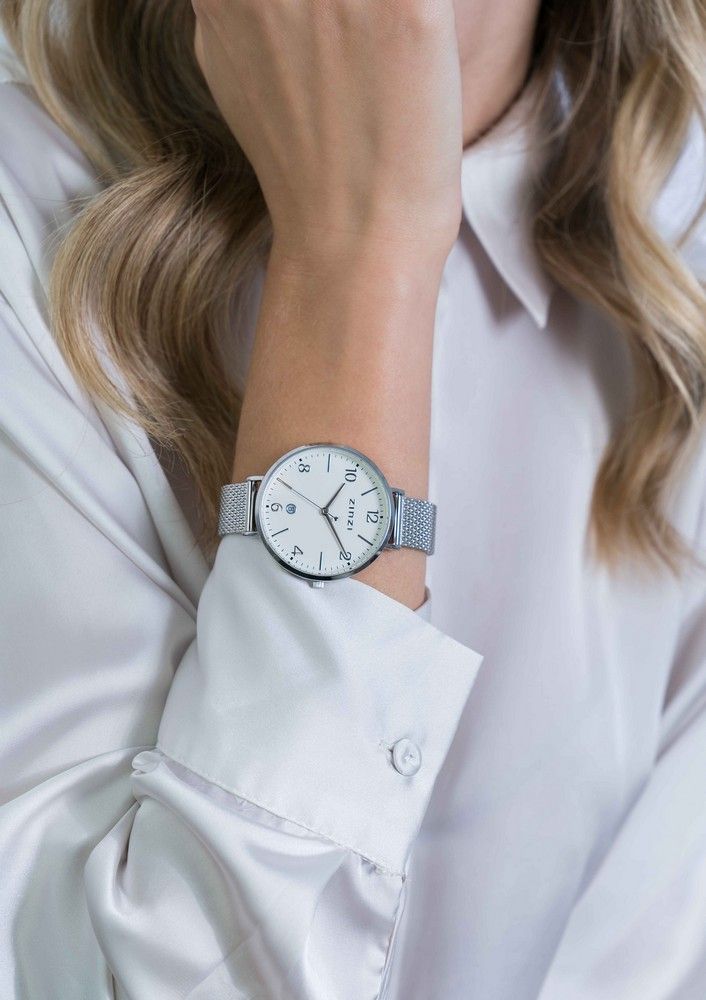 ZINZI Stalen Horloge 38mm zilverkleurig - ZIW1406