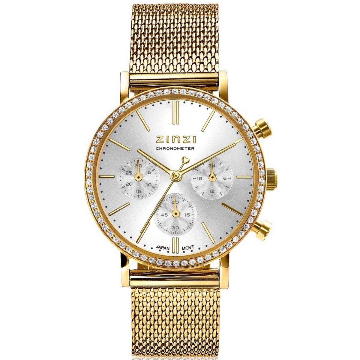 ZINZI Horloge met Witte Zirkonia 36mm - ZIW1633