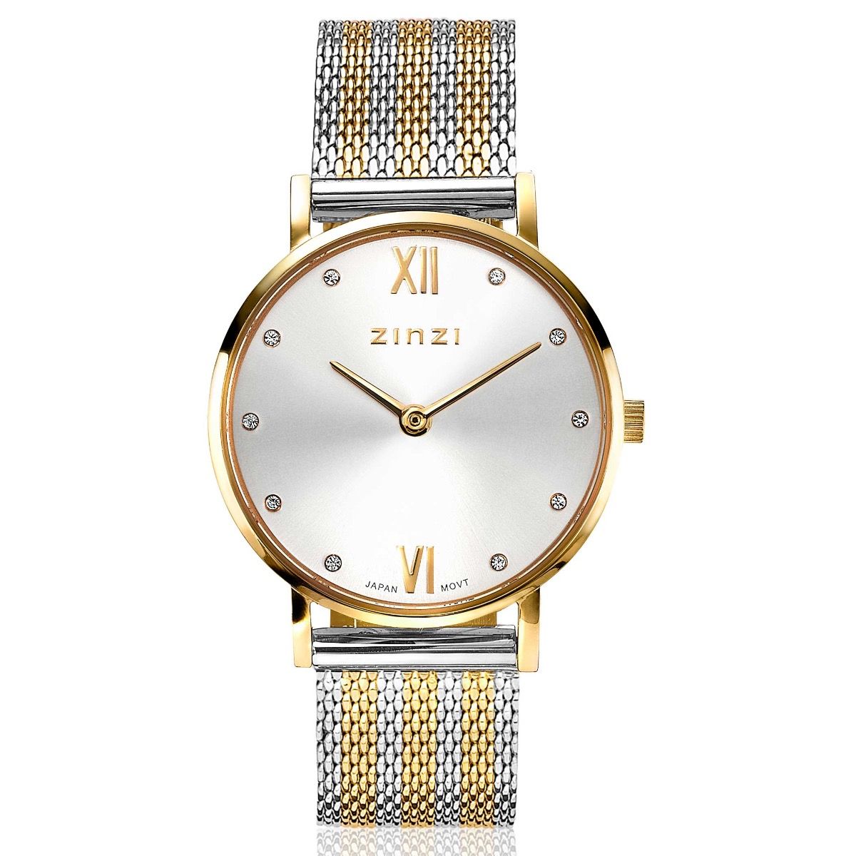 ZINZI Horloge met Witte Zirkonia 28mm - ZIW633MB