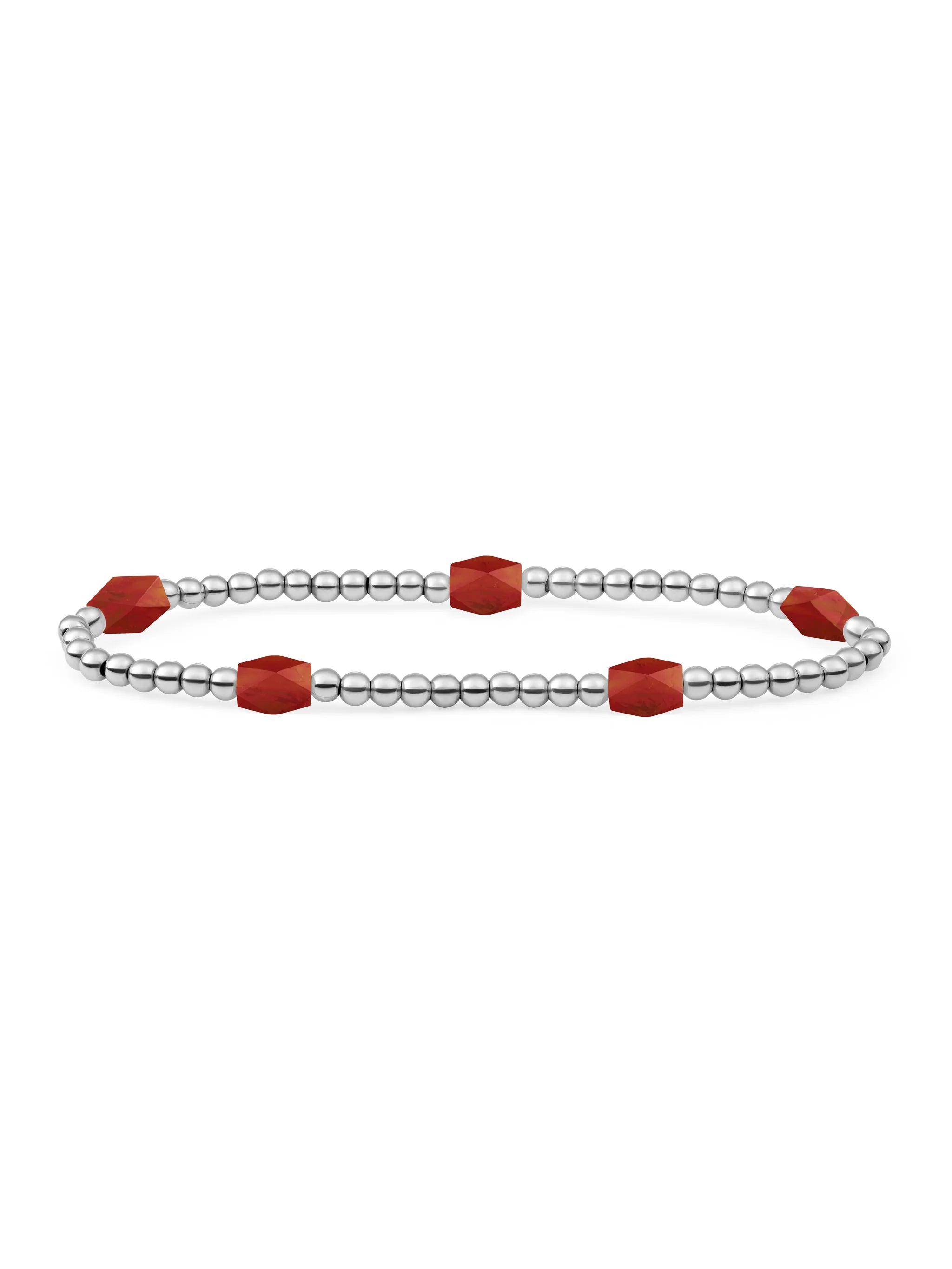 Sparkling Jewels Armband Robijnkwarts SB-S-3MM-BAR-G50 Zilverkleurig