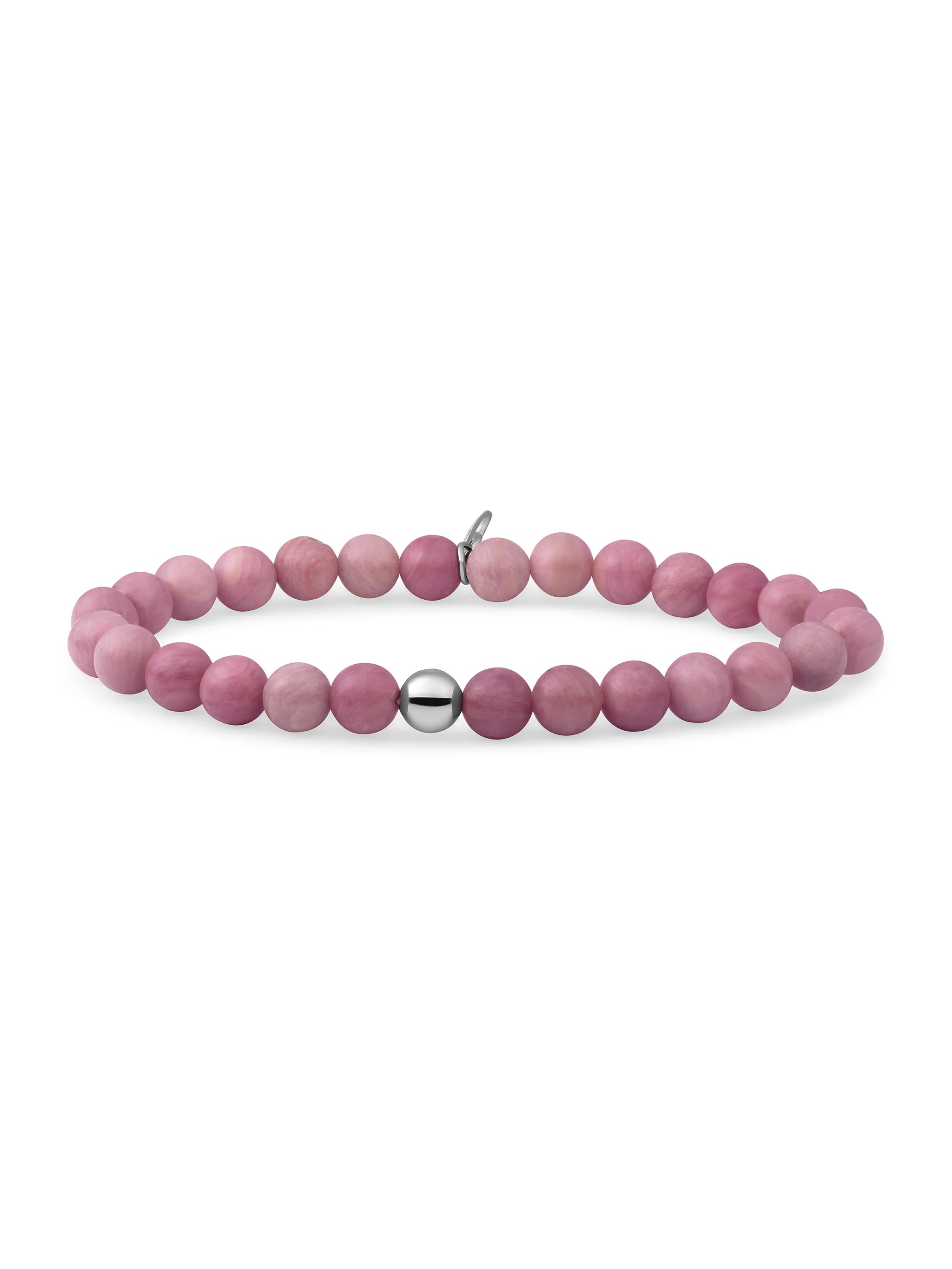 Sparkling Jewels Armband Roze rhodoniet Saturn large 6mm SB-GEM24-ADD-6MM Zilverkleurig