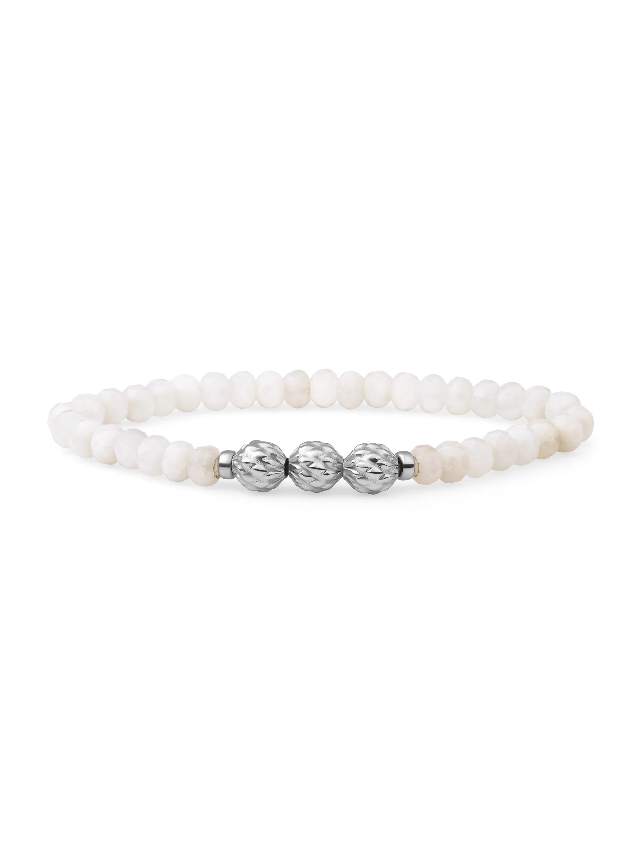 Sparkling Jewels Armband Maansteen SB-S-6MM-FUSE-G54 Zilverkleurig
