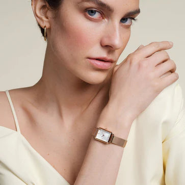 Rosefield horloge OWRMR-O59 The Octagon XS Mesh White Rose gold - PansiteNederland.nl