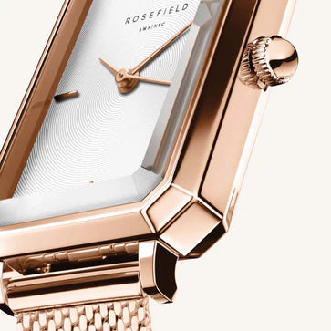 Rosefield horloge OWRMR-O59 The Octagon XS Mesh White Rose gold - PansiteNederland.nl