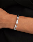 Sparkling Jewels Armband Uneven Bangle Gold Plated Silver Large SB-BAG-02-019
