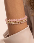 Sparkling Jewels Armband Rose Quartz Saturn large - Gold 6mm SBG-GEM13-ADD-6MM
