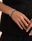 Sparkling Jewels Armband Onyx Reverse Roundel Silver SB-GEM07-MIX-FCTRDL