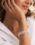 Sparkling Jewels Armband Pink Opalite Roundel Interstellar Silver SB-GEM66-MIX-RDL