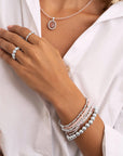 Sparkling Jewels Armband Pink Opalite Saturn Small Silver 4mm SB-GEM66-ADD-4MM
