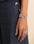 Sparkling Jewels Armband Silver - Baguette Cylinder Black CZ SB-S-4MM-BA02