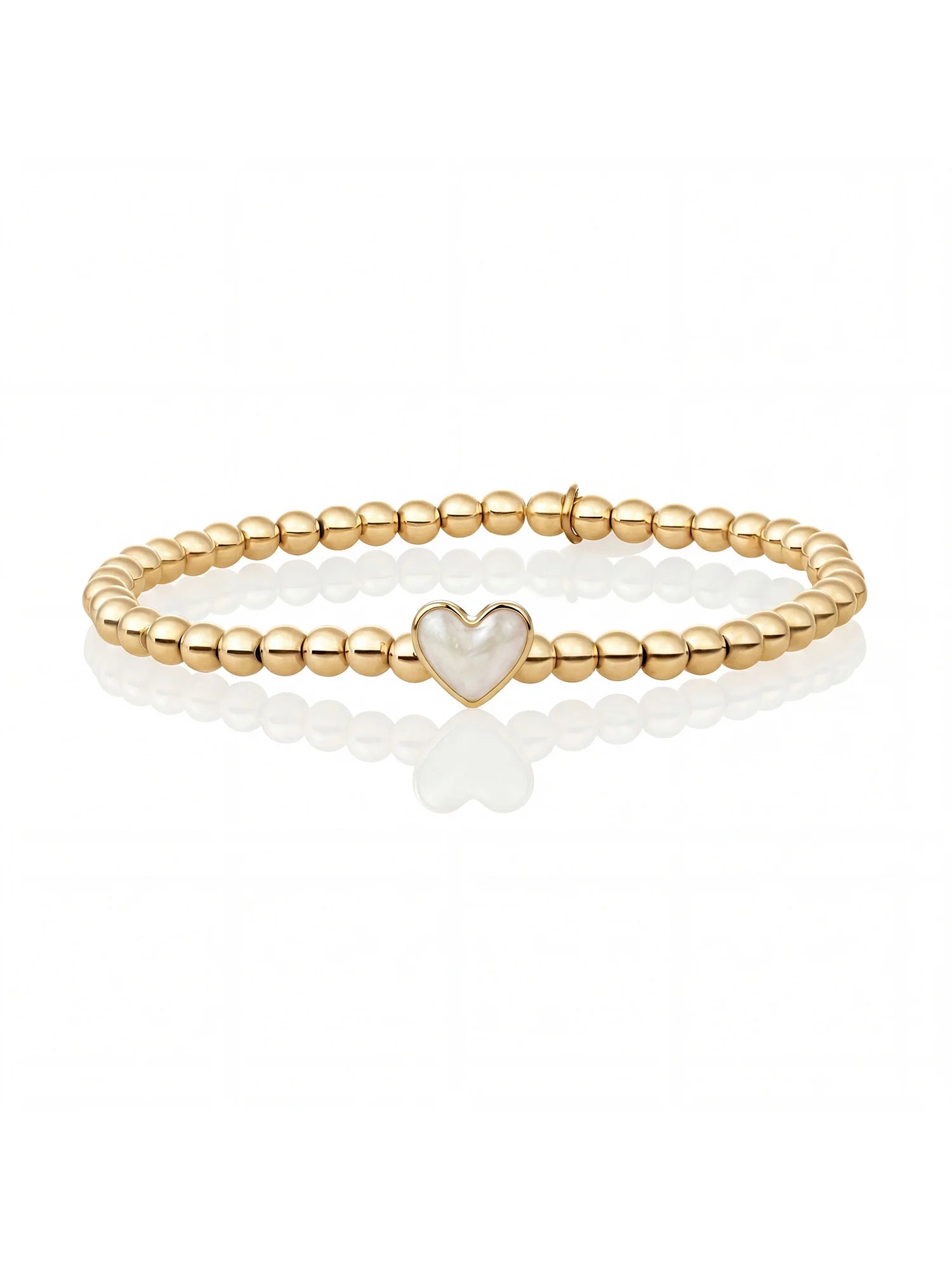 Sparkling Jewels Armband Parel SB-G-4MM-HEART-P01 Goudkleurig